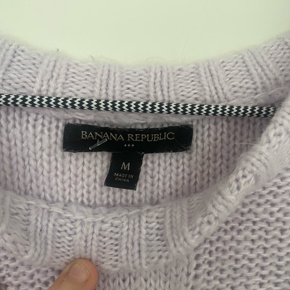 Banana Republic Factory women's crew neck cable knit pullover lilac sweater sz M - Picture 3 of 12